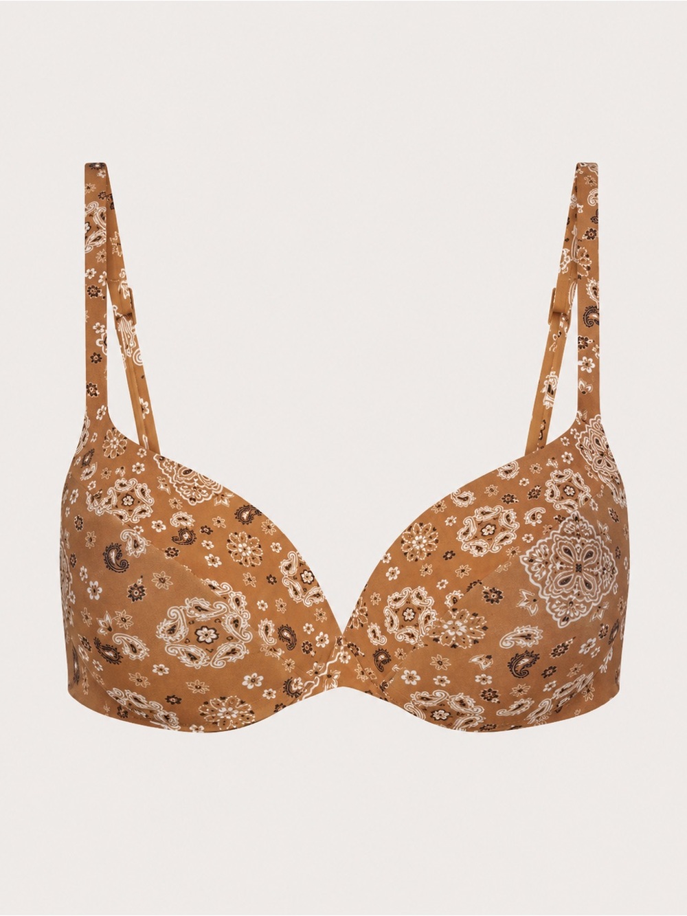 SKIMS Ultimate Push-Up Tie Back Bikini Top Almond Bandana 34B NWT